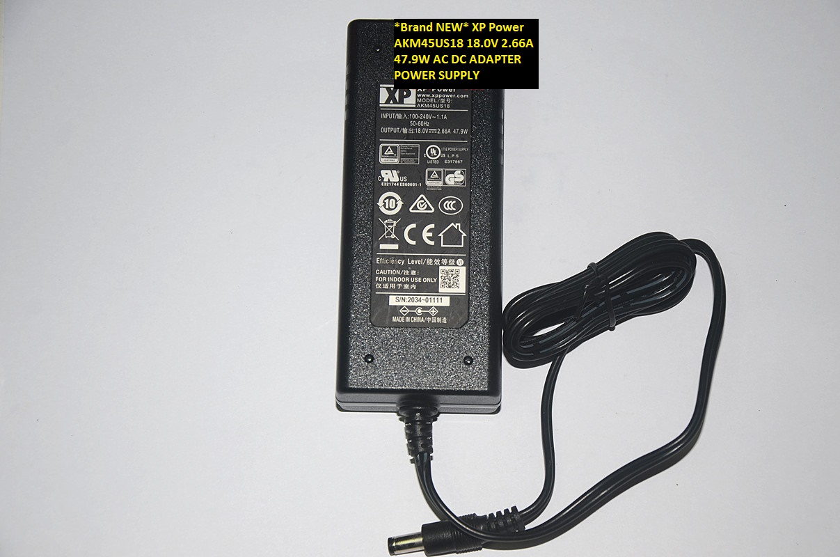 *Brand NEW* XP Power AKM45US18 18.0V 2.66A 47.9W AC DC ADAPTER POWER SUPPLY - Click Image to Close